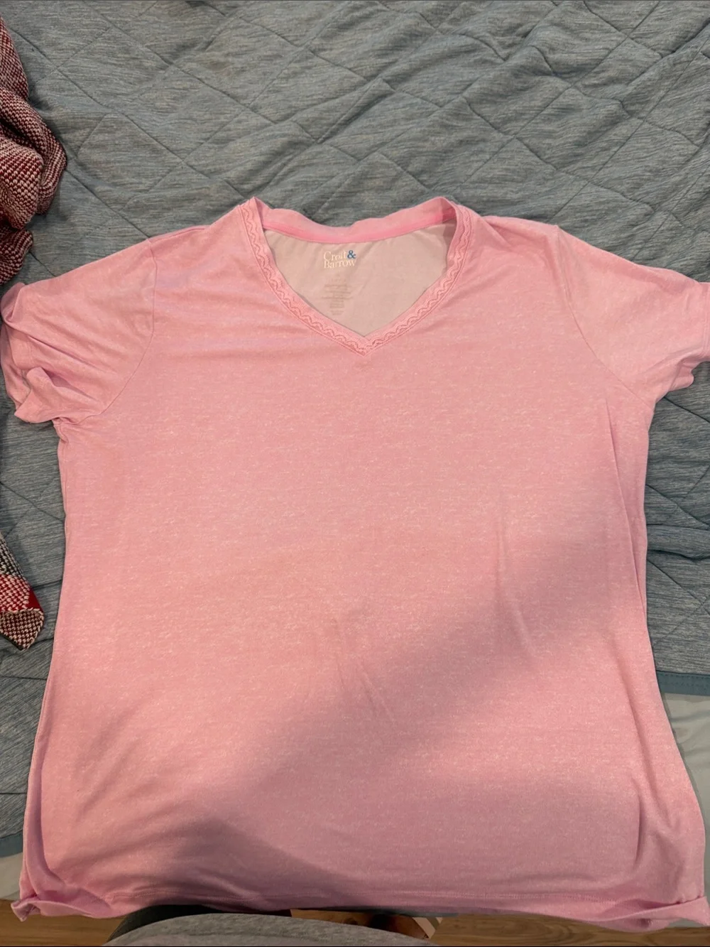 croft & barrow Pink V-Neck Lace-Trim Sleep Top